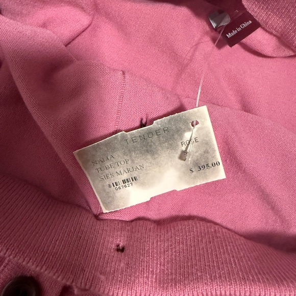 Merino Wool Pink Sleeveless Fitted Crop Top - Picture 9 of 10